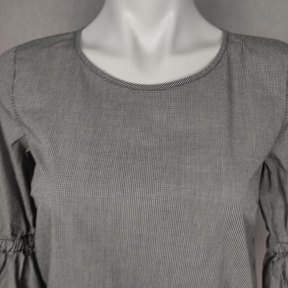 J. Crew Factory Micro Gingham Plaid Bow Sleeve Top Size XS - Picture 8 of 13